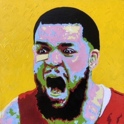 Fred VanVleet (Game 5), 2019, Oil Paint on Canvas, 16″ x 16″
