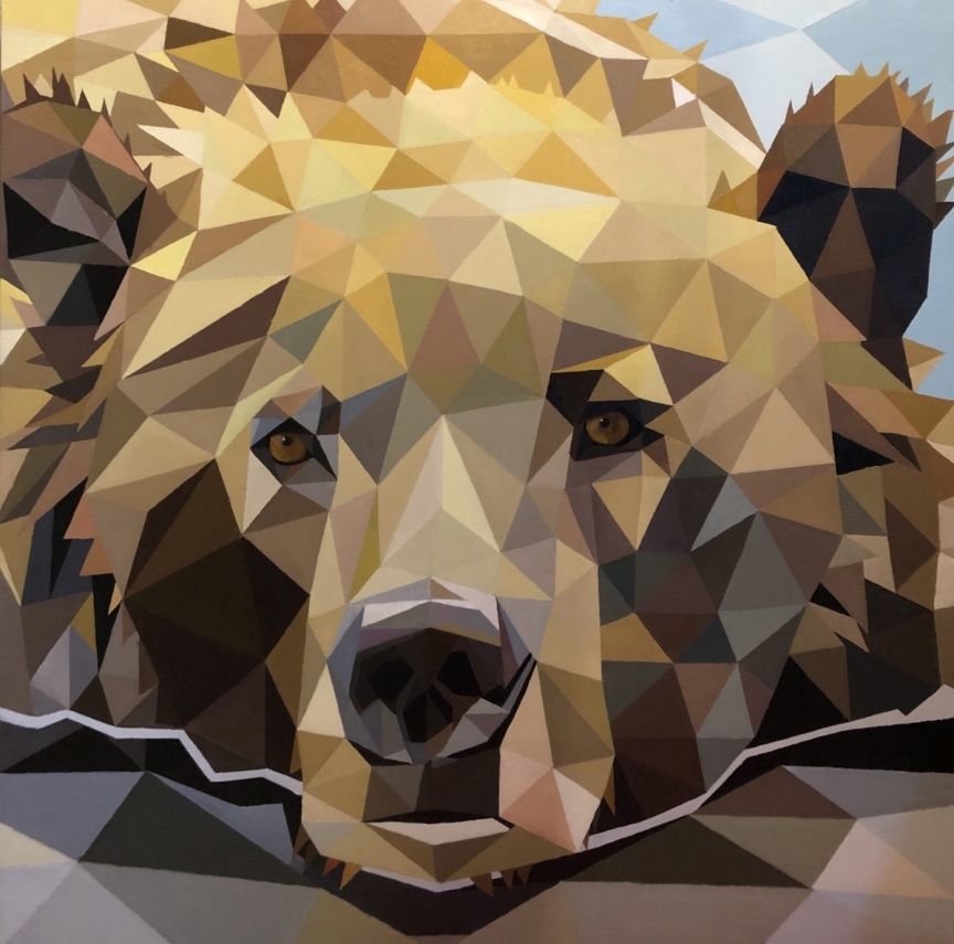 Grizzly Bear, 2020, Oil Paint on Canvas, 36″ x 36″