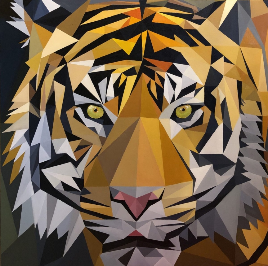 Tiger, 2020, Oil Paint on Canvas, 36″ x 36″
